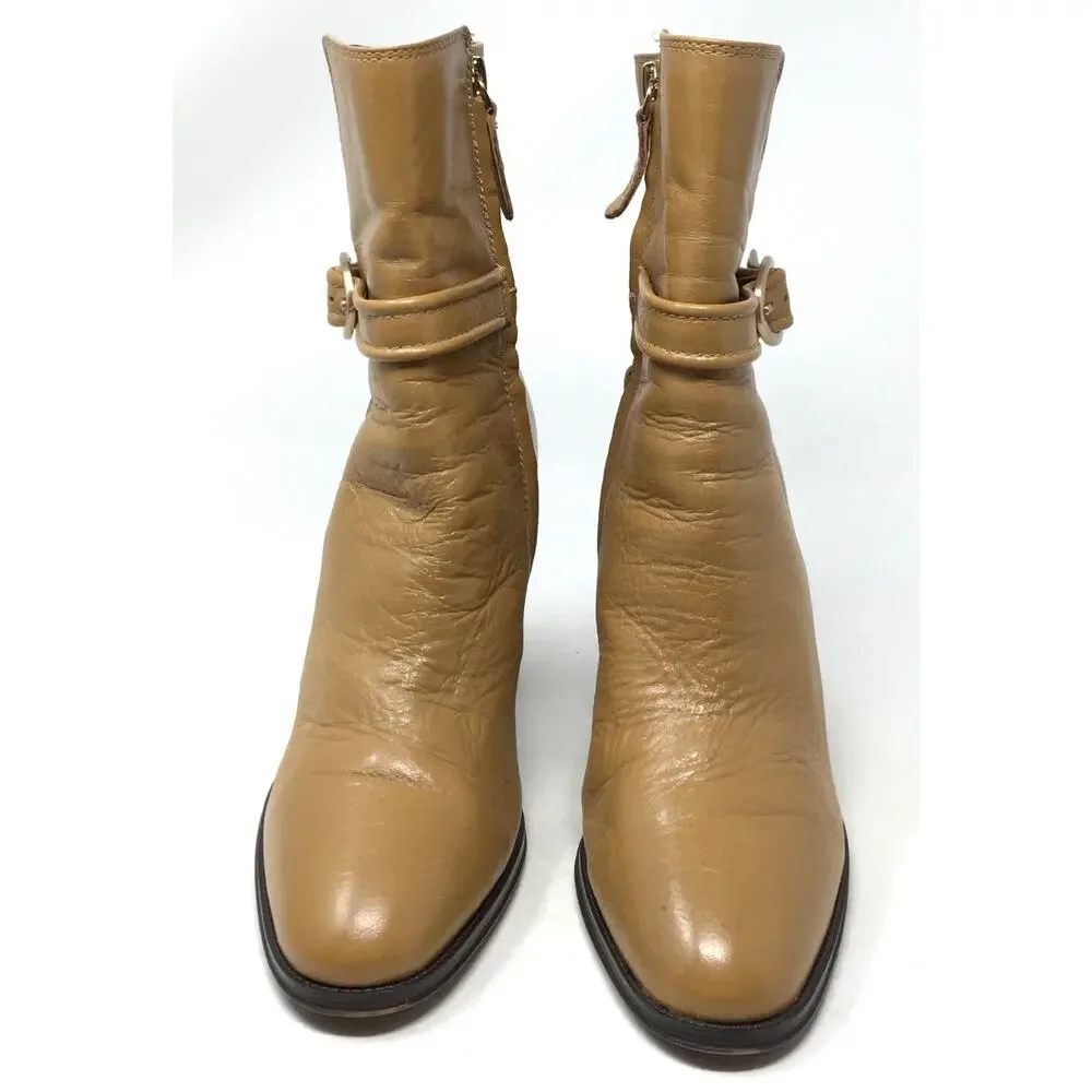 Franco Sarto Informa Wren Women's Size 8 Tan Leather Mid Shaft Ankle Booties